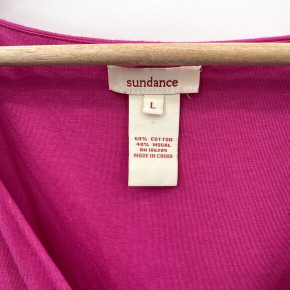 SUNDANCE CATALOG Pink Sleeveless V Neck Tie Waist Midi Dress // L - Picture 3 of 8